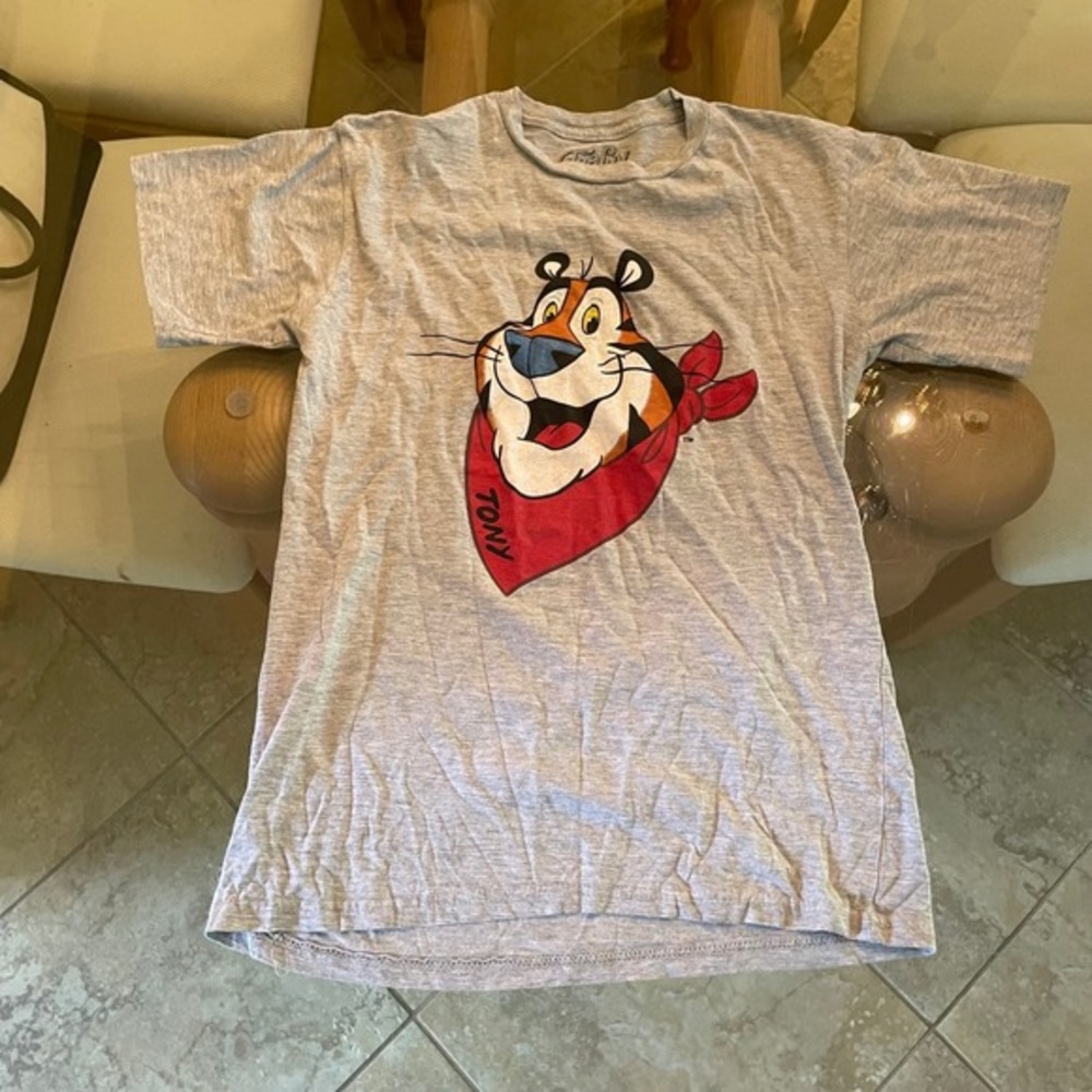 Tony the Tiger Tee‎ Luv T-Shirt Bandana Graphic Gray Kellogg's Cereal Medium